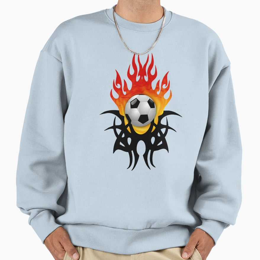 Soccer Ball Flames Sweatshirt - Minimalist Print Men Women - T-Shirt, Sweatshirt, Hoodie