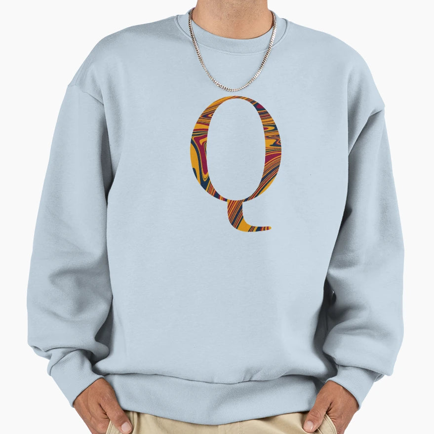 Marbled Letter Q Sweatshirt - Minimalist Print Unisex - T-Shirt, Sweatshirt, Hoodie