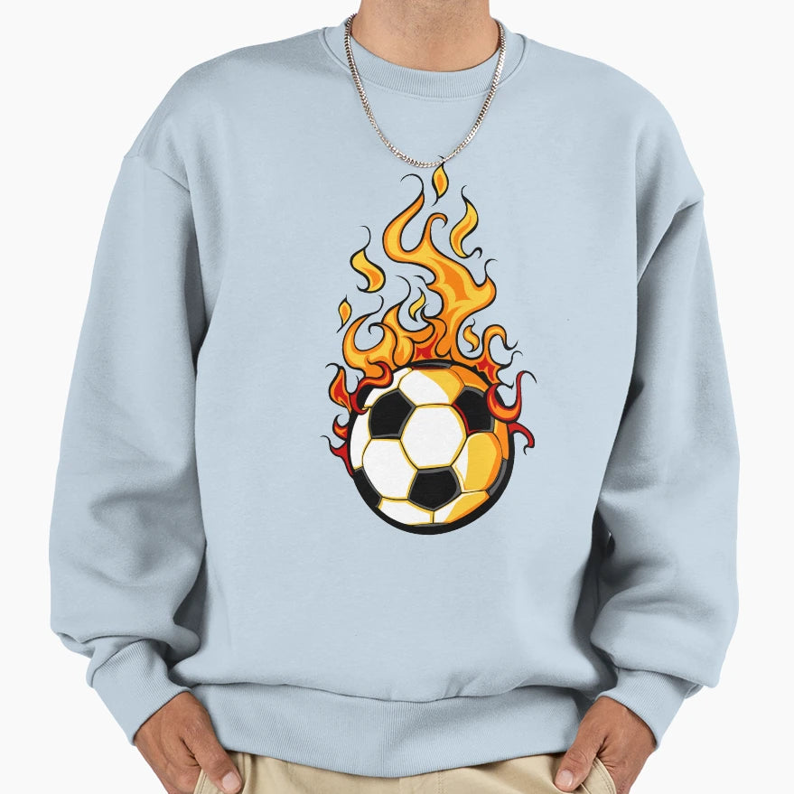 Flaming Soccer Ball Sweatshirt - Aesthetic Graphic for Adults - T-Shirt, Sweatshirt, Hoodie