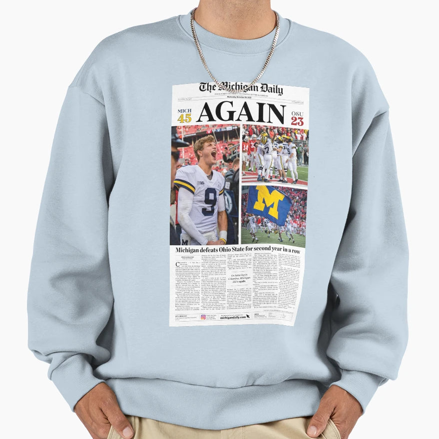 11 30 Michigan Daily Front Sweatshirt - Casual Everyday Wear for Adults - T-Shirt, Sweatshirt, Hoodie