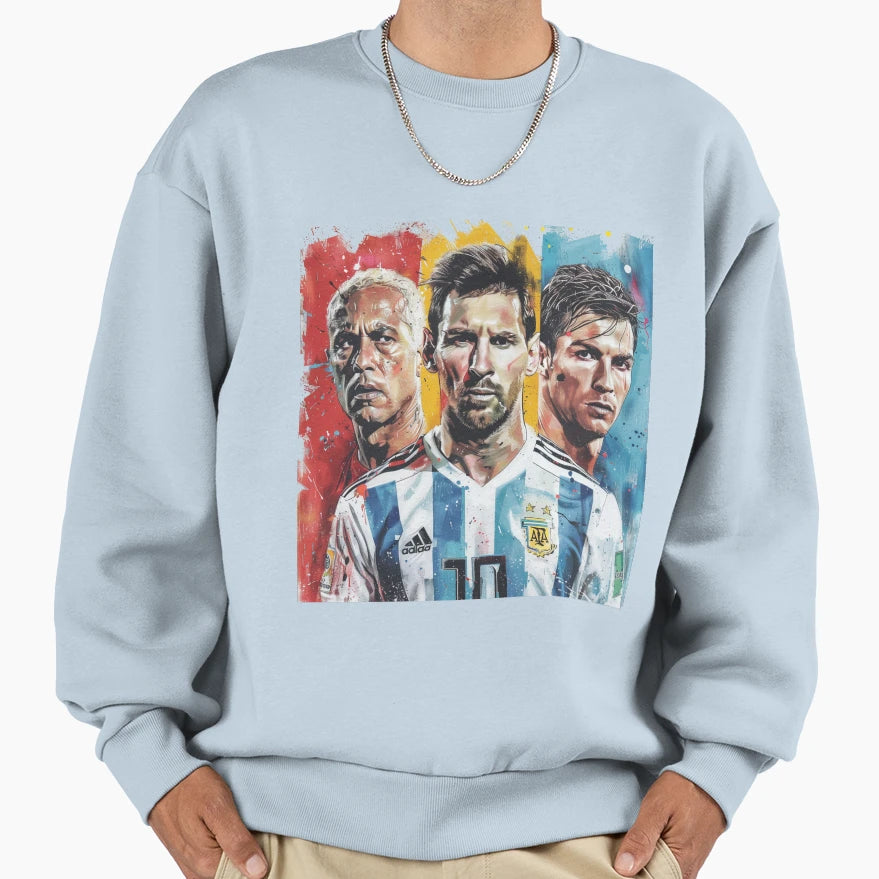 3 Soccer Players Sweatshirt - Unique Graphic Unisex - T-Shirt, Sweatshirt, Hoodie