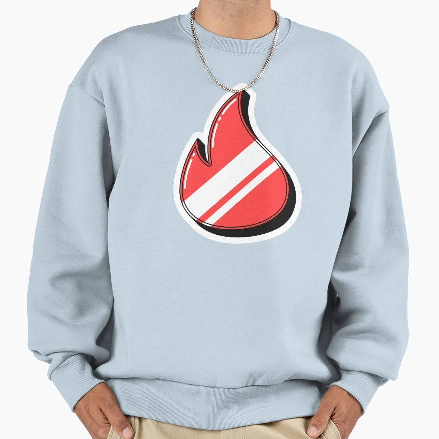 Glossy Fire Illustration Pop Art Sweatshirt - Fun Novelty Design Unisex - T-Shirt, Sweatshirt, Hoodie