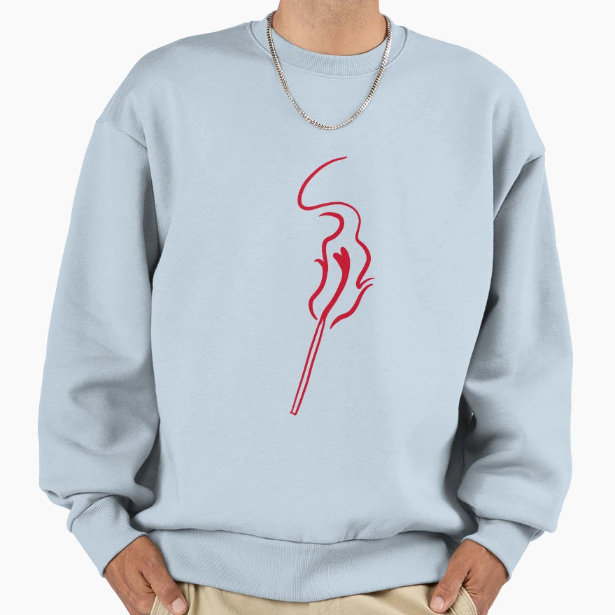 Dark Redmatchstick Burning Fire Sweatshirt - Minimalist Print Men Women - T-Shirt, Sweatshirt, Hoodie