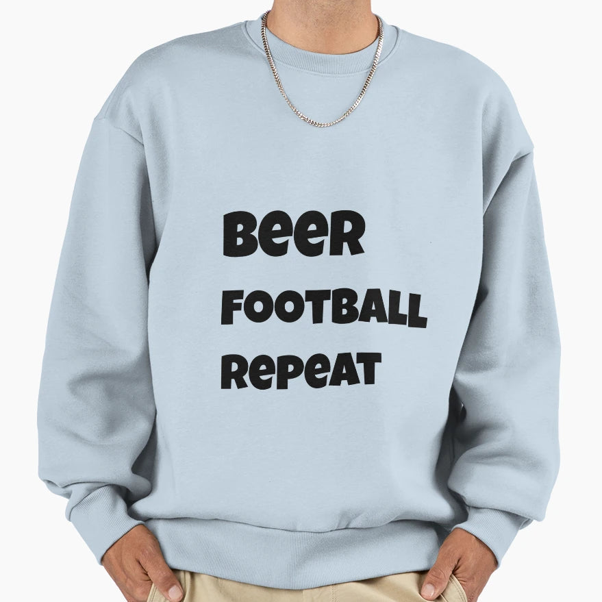 Beer Football Repeat Sweatshirt - Custom Art Print Men Women - T-Shirt, Sweatshirt, Hoodie