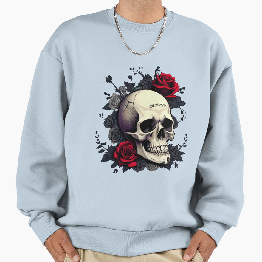 Memento Mori Flowers Skull Sweatshirt - Custom Art Print Unisex - T-Shirt, Sweatshirt, Hoodie