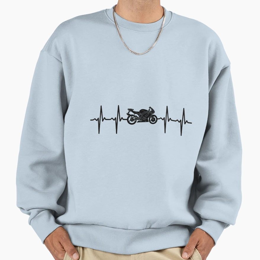 Motorcycle Heartbeat Sweatshirt - Trendy Graphic for Adults - T-Shirt, Sweatshirt, Hoodie