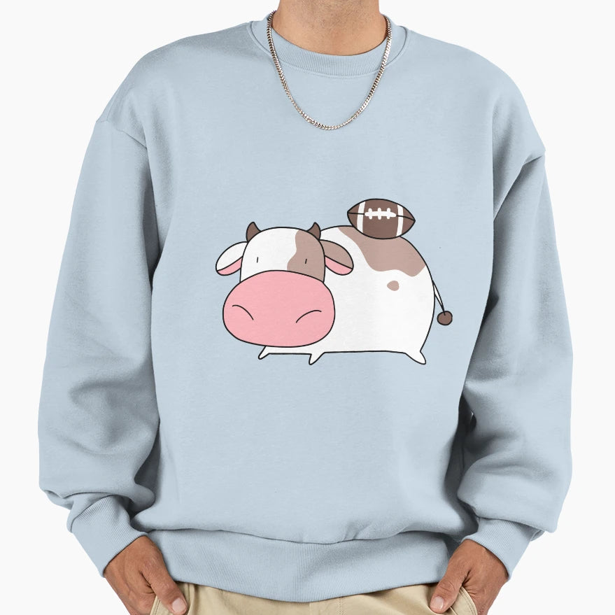 Cow And Football Sweatshirt - Graphic Print for Adults - T-Shirt, Sweatshirt, Hoodie