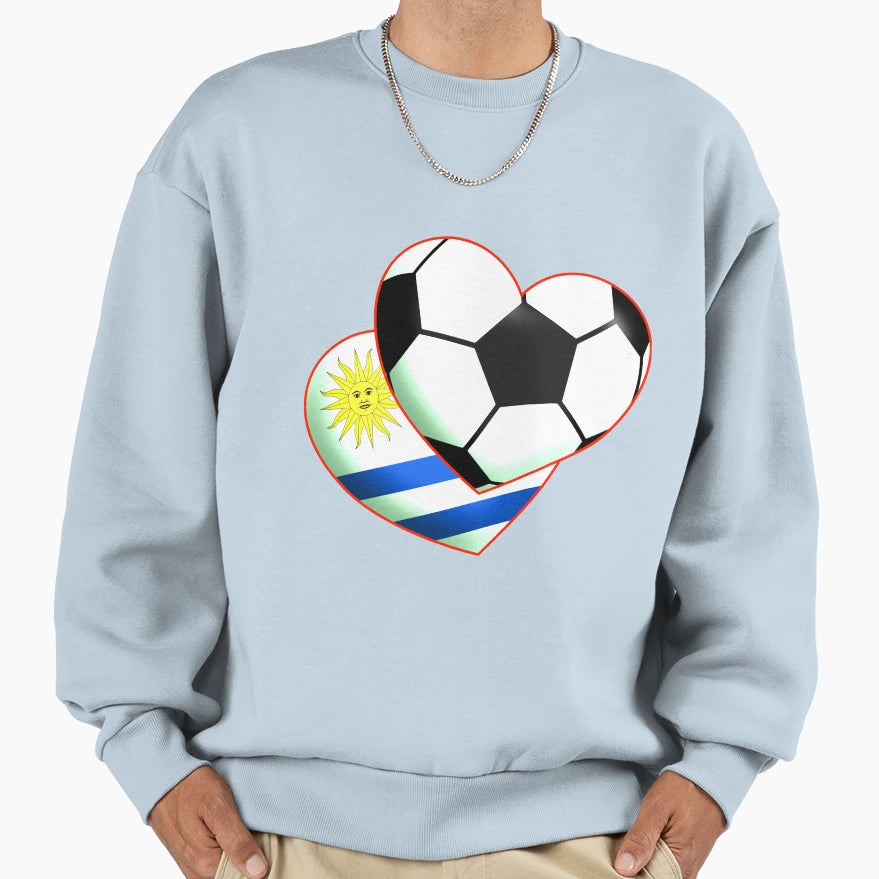 Football Heart Uruguay Sweatshirt - Trendy Graphic for Adults - T-Shirt, Sweatshirt, Hoodie