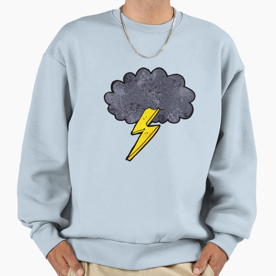 Lightning Bolt Cloud Sweatshirt - Fun Novelty Design Men Women - T-Shirt, Sweatshirt, Hoodie