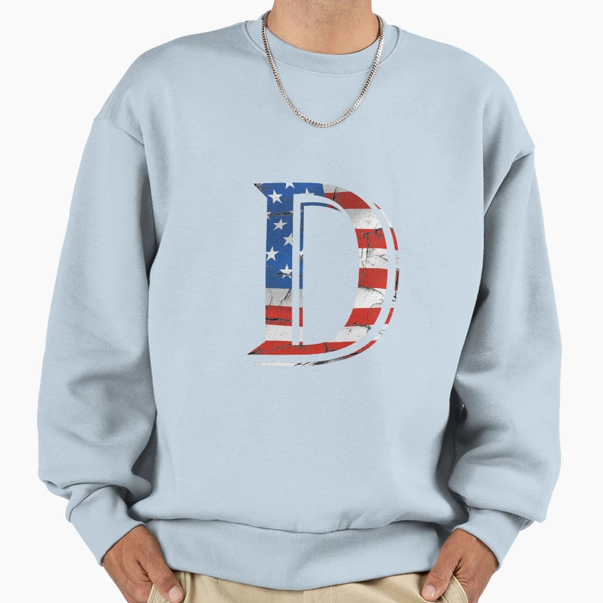 Alphabet Letter D U S Flag Sweatshirt - Novelty Apparel Men Women - T-Shirt, Sweatshirt, Hoodie