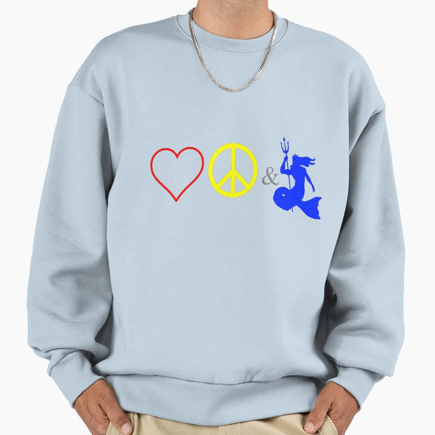 Love Peace Mermen Sweatshirt - Fun Novelty Design for Adults - T-Shirt, Sweatshirt, Hoodie
