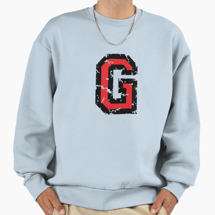 Letter G Distressed Two Color Sweatshirt - Fun Novelty Design for Adults - T-Shirt, Sweatshirt, Hoodie