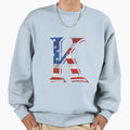 Usa Flag Alphabet K Patriotic Nod T T-Shirt - Minimalist Print Men Women - T-Shirt, Sweatshirt, Hoodie