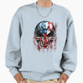 American Football Usa Flag Skull Helm Sweatshirt - Aesthetic Graphic Unisex - T-Shirt, Sweatshirt, Hoodie