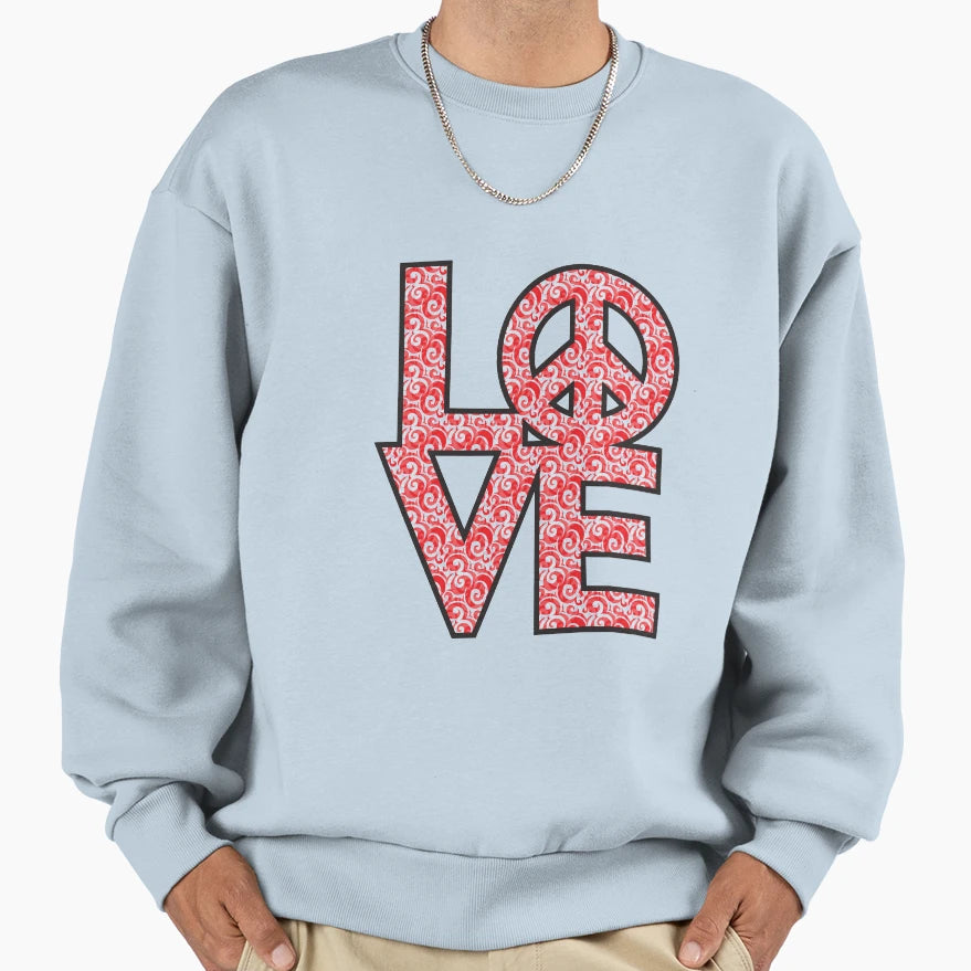 Decorated Peace And Love Sweatshirt - Graphic Print for Adults - T-Shirt, Sweatshirt, Hoodie