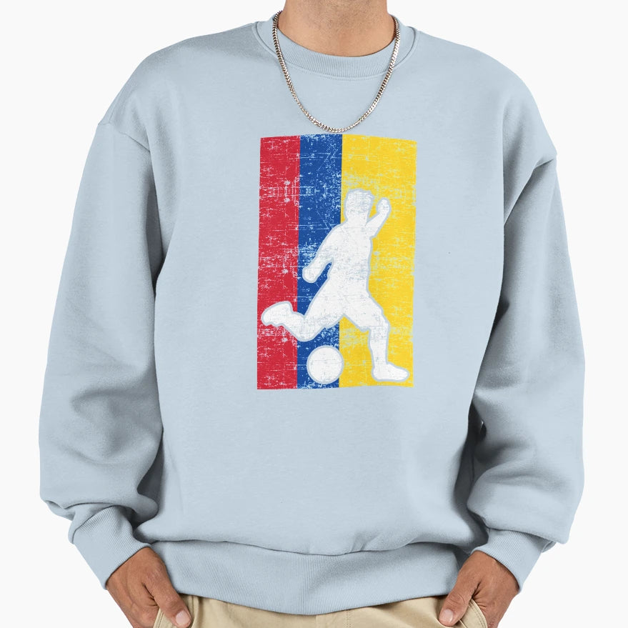Colombia Flag Soccer Player Sweatshirt - Aesthetic Graphic for Adults - T-Shirt, Sweatshirt, Hoodie