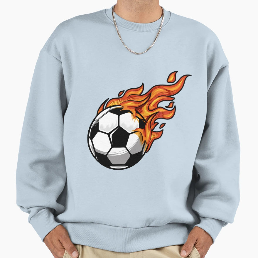 Football Fire Syntetic Ball Sweatshirt - Aesthetic Graphic Men Women - T-Shirt, Sweatshirt, Hoodie