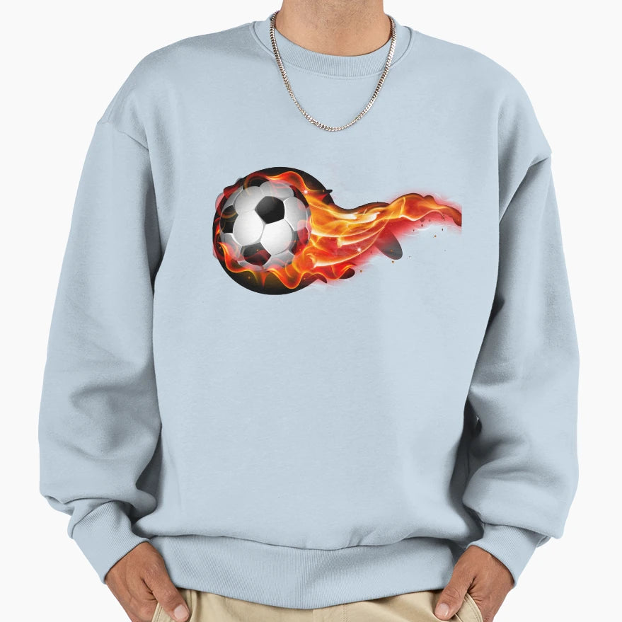 Soccer Ball Fire Sweatshirt - Trendy Graphic Men Women - T-Shirt, Sweatshirt, Hoodie