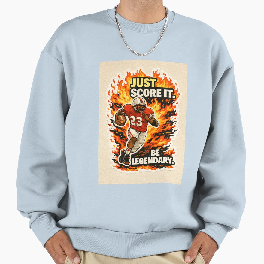 Be Legendary Football Flame Sports T-Shirt - Trendy Graphic for Adults - T-Shirt, Sweatshirt, Hoodie