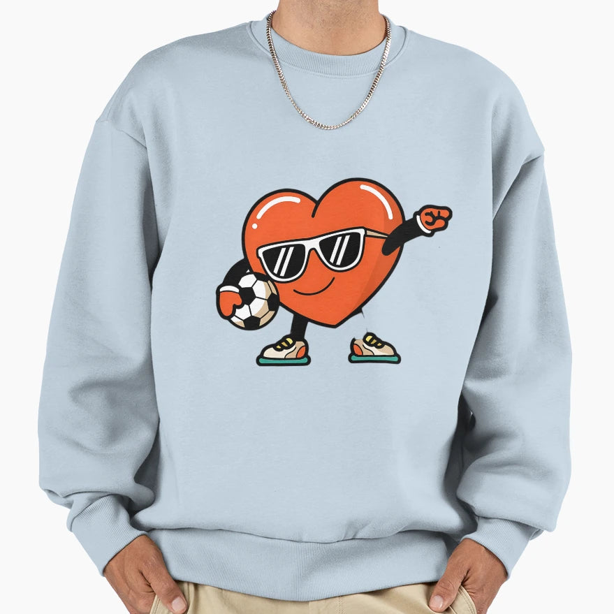 Dabbing Heart Soccer Valentine Sweatshirt - Custom Art Print Men Women - T-Shirt, Sweatshirt, Hoodie