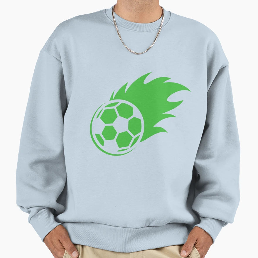Football Green Fire Ball Football Sweatshirt - Aesthetic Graphic Unisex - T-Shirt, Sweatshirt, Hoodie