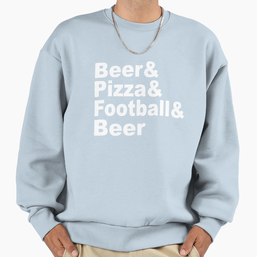 Beer Pizza Football Beer Sweatshirt - Minimalist Print for Adults - T-Shirt, Sweatshirt, Hoodie