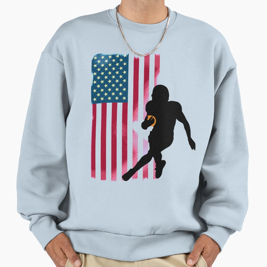 Rugby Football America Usa Flag Sweatshirt - Fun Novelty Design Men Women - T-Shirt, Sweatshirt, Hoodie