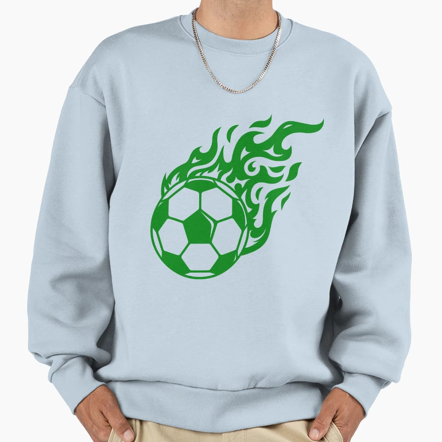 Football Green Fire Ball Football Sweatshirt - Fun Novelty Design Unisex - T-Shirt, Sweatshirt, Hoodie