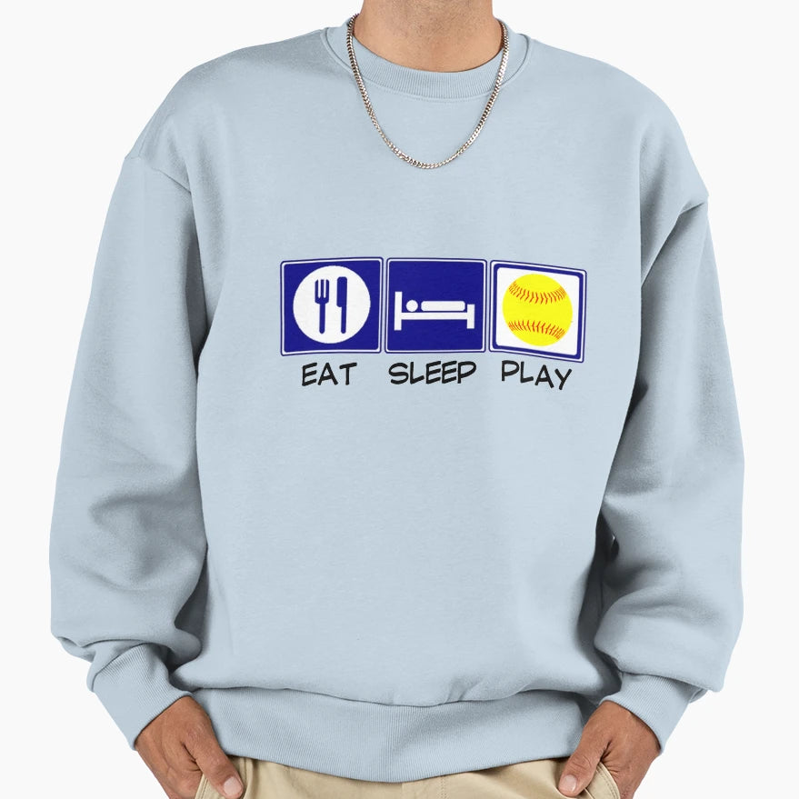 Eat Sleep Softball Sweatshirt - Custom Art Print Unisex - T-Shirt, Sweatshirt, Hoodie