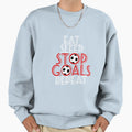 Eat Sleep Stop Goals Repeat Sweatshirt - Trendy Graphic for Adults - T-Shirt, Sweatshirt, Hoodie