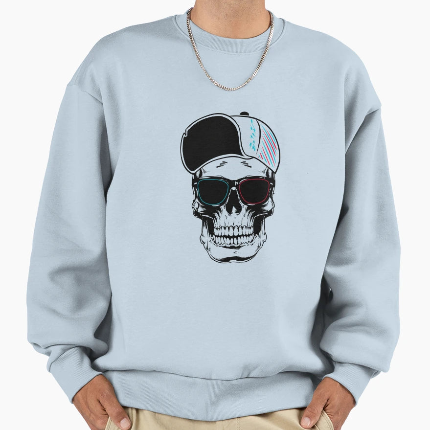 Stylish Skull Sweatshirt - Aesthetic Graphic for Adults - T-Shirt, Sweatshirt, Hoodie