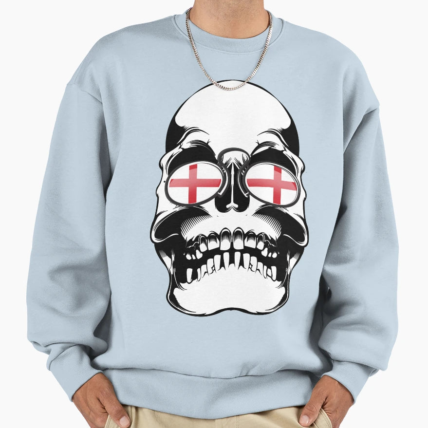 England Football Skull Sweatshirt - Casual Everyday Wear Men Women - T-Shirt, Sweatshirt, Hoodie
