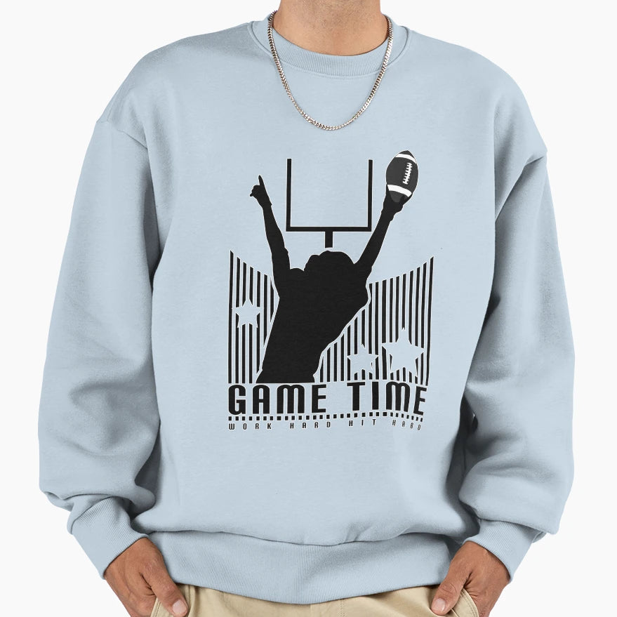 Game Time Football Grey Sweatshirt - Casual Everyday Wear for Adults - T-Shirt, Sweatshirt, Hoodie