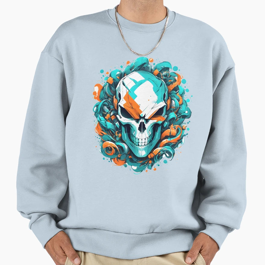 Colorful Skull Sweatshirt - Graphic Print Unisex - T-Shirt, Sweatshirt, Hoodie