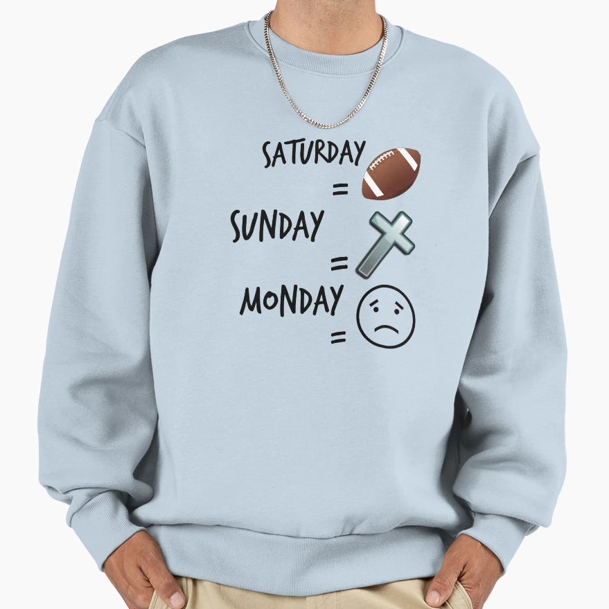 Like Football Love Jesus Hate Work Sweatshirt - Graphic Print Unisex - T-Shirt, Sweatshirt, Hoodie