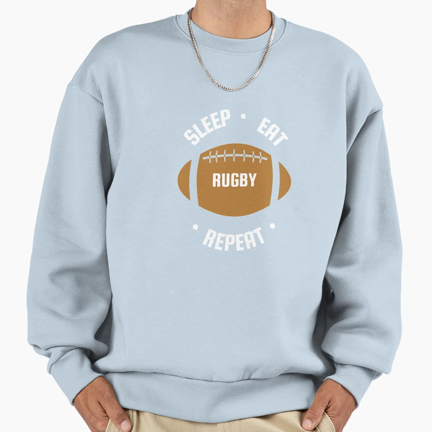 Eat Sleep Rugby Repeat Rugby Sweatshirt - Minimalist Print for Adults - T-Shirt, Sweatshirt, Hoodie