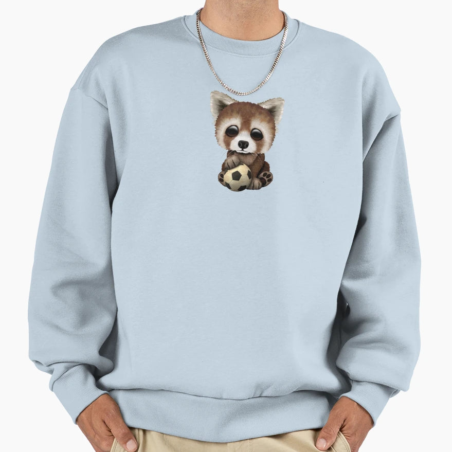 Red Panda Football Soccer Ball Sweatshirt - Aesthetic Graphic Men Women - T-Shirt, Sweatshirt, Hoodie