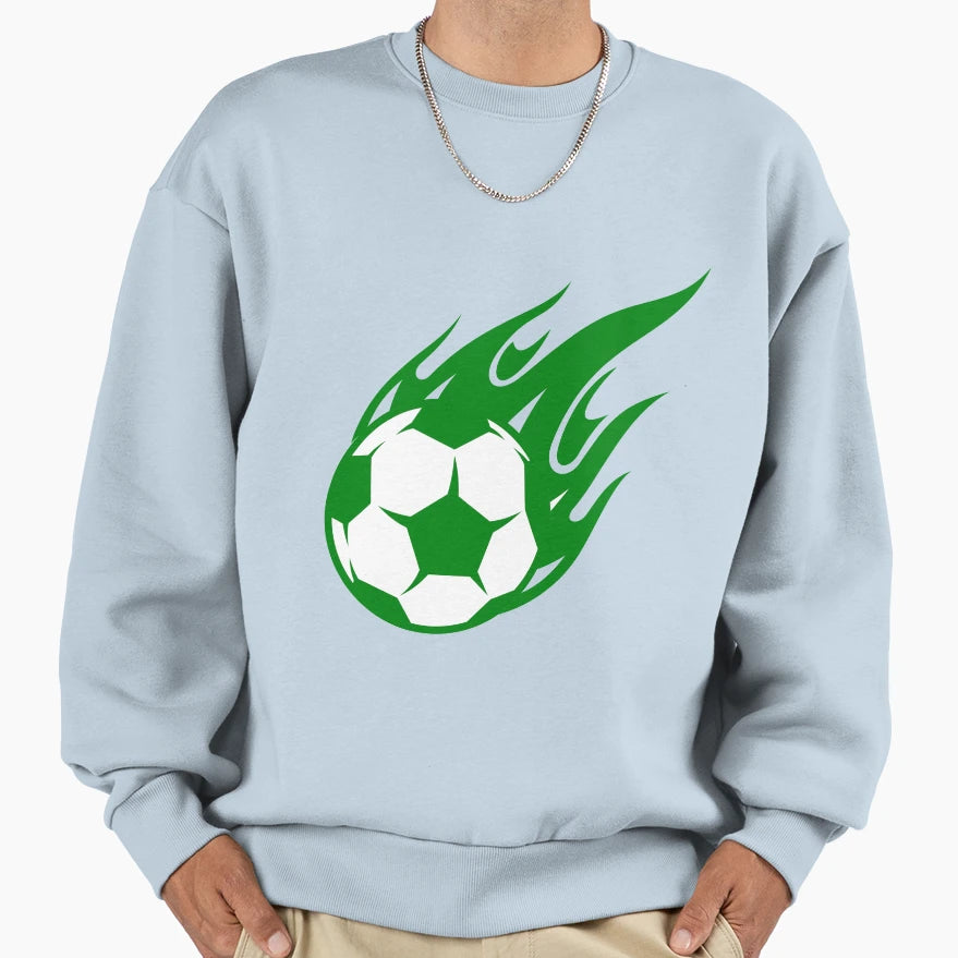 Football Green Fireball Ball Sweatshirt - Aesthetic Graphic for Adults - T-Shirt, Sweatshirt, Hoodie