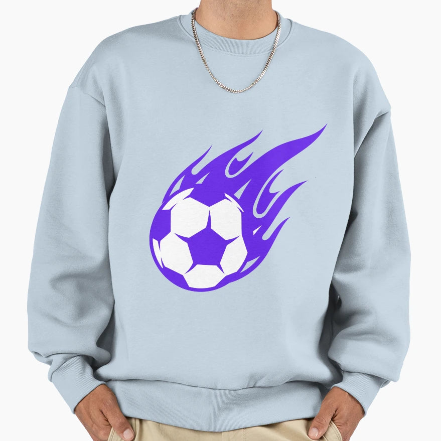Football Purple Fireball Ball Sweatshirt - Fun Novelty Design for Adults - T-Shirt, Sweatshirt, Hoodie