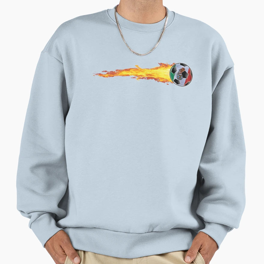 Soccer Fire Mexico Sweatshirt - Trendy Graphic Unisex - T-Shirt, Sweatshirt, Hoodie