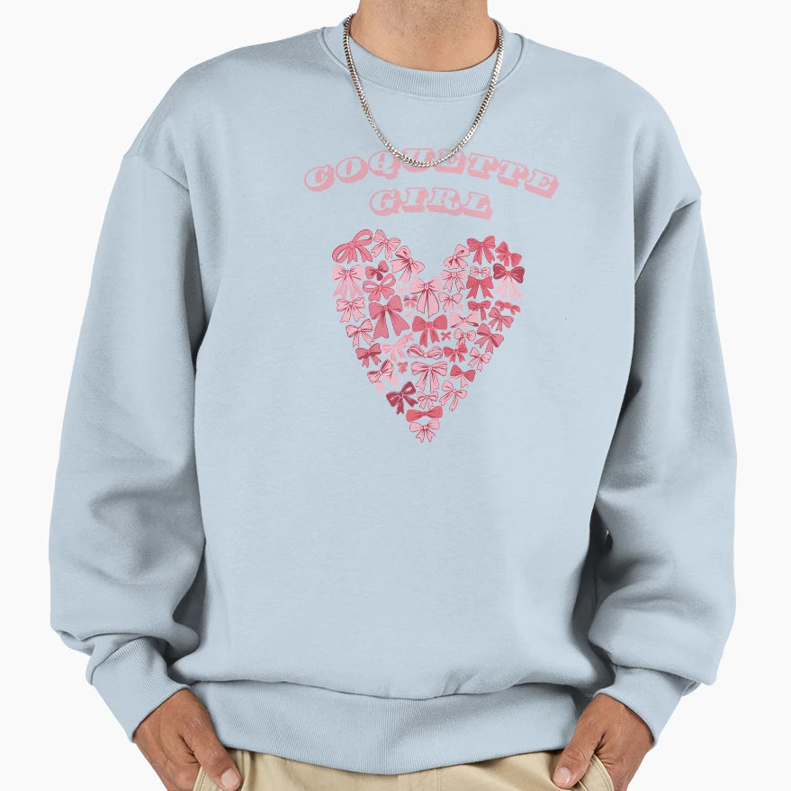 Coquette Valentine Heart Sweatshirt - Minimalist Print Men Women - T-Shirt, Sweatshirt, Hoodie