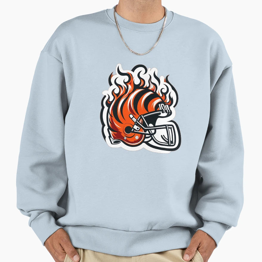 Cincinnati Flame Helmet Sweatshirt - Trendy Graphic Men Women - T-Shirt, Sweatshirt, Hoodie
