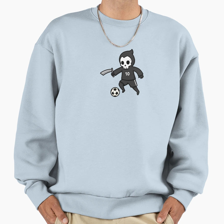 Doodle Death Playing Soccer Sweatshirt - Aesthetic Graphic for Adults - T-Shirt, Sweatshirt, Hoodie