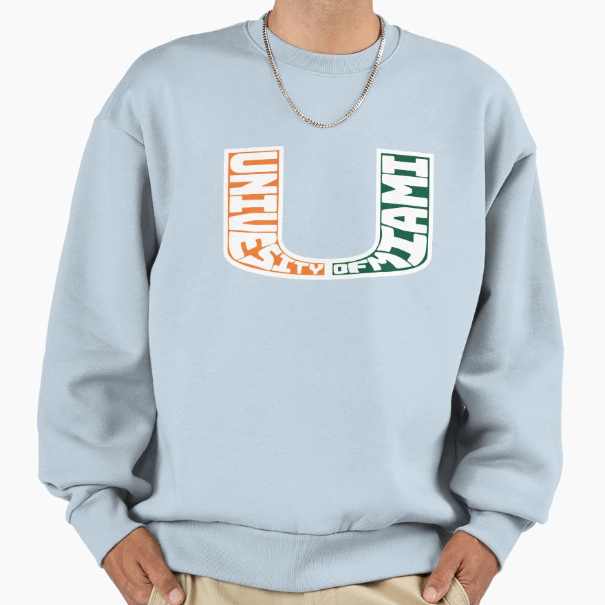 University Miami U Sweatshirt - Minimalist Print for Adults - T-Shirt, Sweatshirt, Hoodie