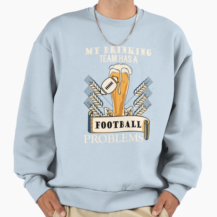 Drinking Team Football T-Shirt - Minimalist Print Men Women - T-Shirt, Sweatshirt, Hoodie