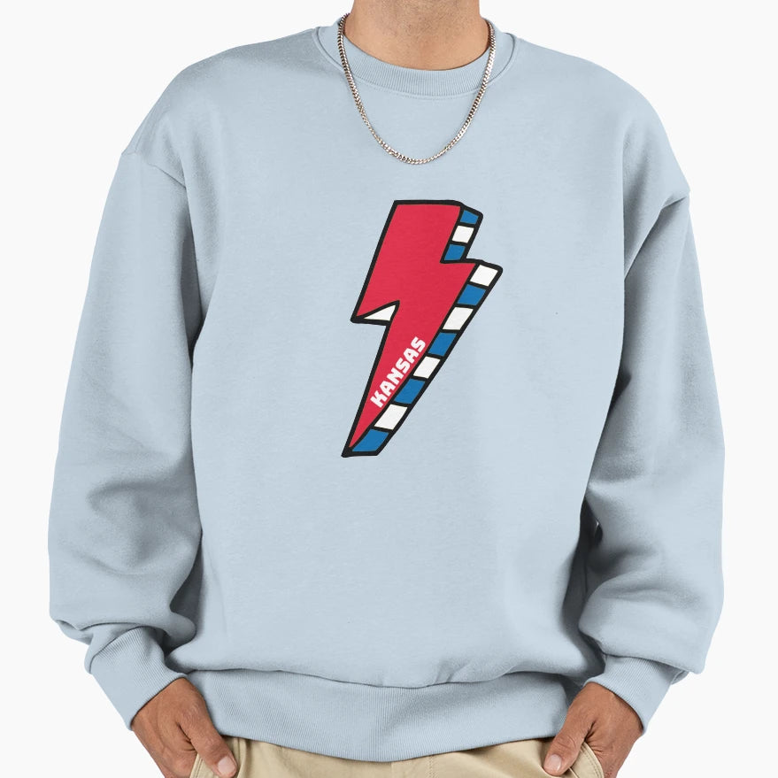 University Kansas Lightning Bolt Sweatshirt - Unique Graphic Unisex - T-Shirt, Sweatshirt, Hoodie