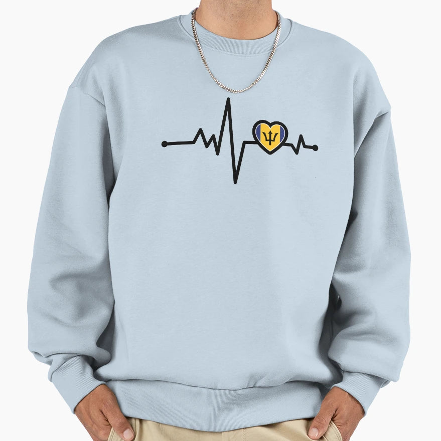 Barbados Heart Monitor Sweatshirt - Fun Novelty Design for Adults - T-Shirt, Sweatshirt, Hoodie