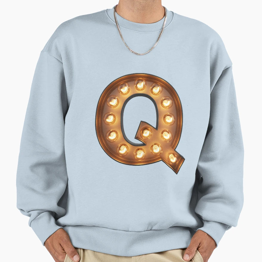 Q Initial Neon Light Sweatshirt - Streetwear Style Men Women - T-Shirt, Sweatshirt, Hoodie