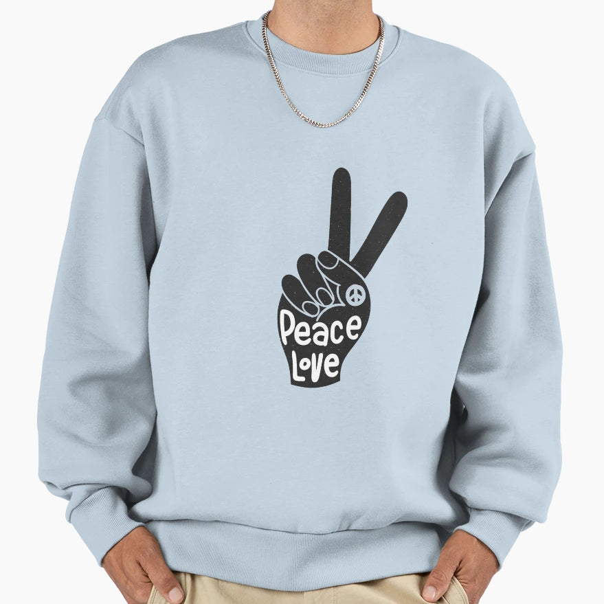 Peace And Love Sweatshirt - Minimalist Print for Adults - T-Shirt, Sweatshirt, Hoodie