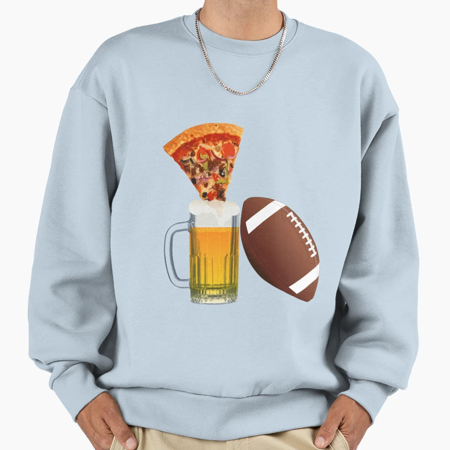 Beer Football And Pizza Sweatshirt - Fun Novelty Design for Adults - T-Shirt, Sweatshirt, Hoodie